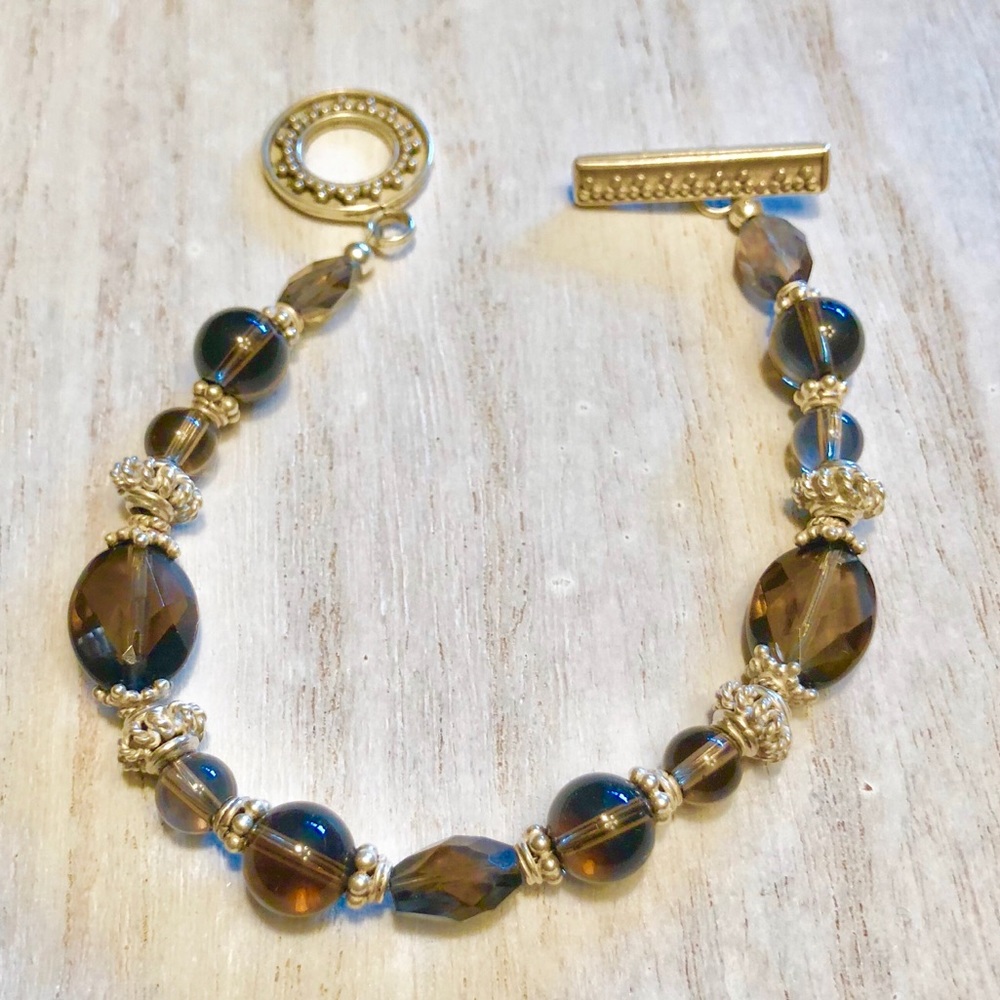 Sterling silver and Smokey quartz bracelet.